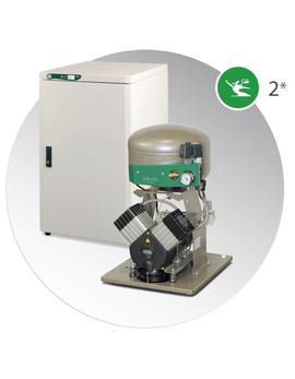 Компресор EKOM DK50 2V S/M, ресивер 25 л, з мембранним осушувачем повітря, продуктивність 108 л/хв при тиску 5 бар, на 2 установки, робочий тиск 5-7 бар, живлення 230В/50Гц, в шумопоглинаючій шафі