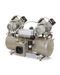 Компресор EKOM DK50 2x2V/110/M, ресивер 110 л, з мембранним осушувачем повітря, продуктивність 165 л/хв при тиску 8 бар, для CAD/CAM систем, робочий тиск 6-8 бар, живлення - трьохфазне підключення 400В/50Гц, без шафи