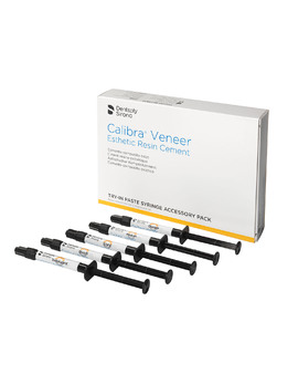 Calibra Veneer, примірочна паста, набір шприців. 5 шприців по 1,8 г, 1  шприц кожного відтінку (Light, Medium, Translucent, Opaque, Bleach), Try-in Accessory Pack