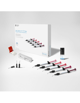 Neo Spectra ST flow, набір шприців INTRO KIT: 5 шприців по 1,8 г : А1, А2, А3, А3.5, А4; 1 флакон адгезиву Prime&Bond Universal 2,5 мл,  50 насадок на шприци, наклейка шкали відтінків, аксесуари. Нео Спектра СТ флоу, рентгеноконтрастний текучий композит світлового затвердіння (Dentsply Sirona)