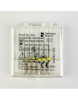 ProFile Maillefer, конусность 04, размер 015-040, ассорти, длина 31 мм, Ni-Ti машинные файлы для формирования корневых каналов под пломбирование, 6 шт/уп (Dentsply Sirona)