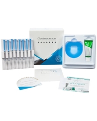Opalescence 10% Patient kit, гель для домашнього відбілювання з фтором та нітратом калію, 10% пероксид карбаміду,набір 8*1,2ml відбілюючого гелю в шприцах + паста для ремінералізації емалі + контейнер для зберігання кап + LC Block-Out Resin-смола низької в'зкості для створення резервуарів в капах + пластини для виготовлення кап - 2шт.