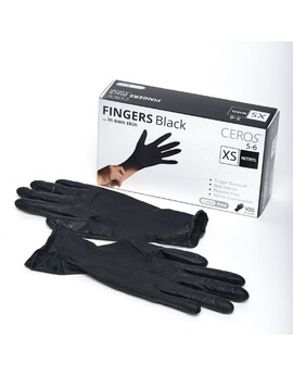 Рукавиці нітрилові CEROS TM FINGERS Black M (200шт) оглядові, неприпудрені