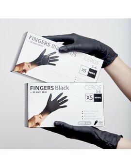 Рукавиці нітрилові CEROS TM FINGERS Black M (200шт) оглядові, неприпудрені