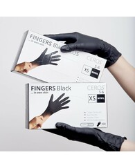 Рукавиці нітрилові CEROS TM FINGERS Black M (200шт) оглядові, неприпудрені