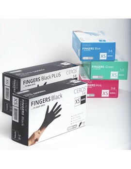 Рукавиці нітрилові CEROS TM FINGERS Black M (200шт) оглядові, неприпудрені