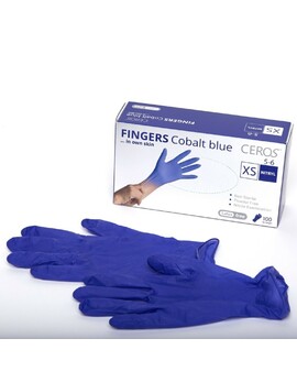 Рукавиці нітрилові CEROS TM FINGERS Blue/CobaltBlue M (100шт) оглядові, неприпудрені