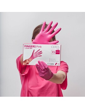 Рукавиці нітрилові CEROS TM FINGERS Blue/CobaltBlue M (100шт) оглядові, неприпудрені