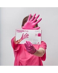 Рукавиці нітрилові CEROS TM FINGERS Blue/CobaltBlue M (100шт) оглядові, неприпудрені