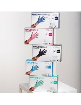 Рукавиці нітрилові CEROS TM FINGERS Blue/CobaltBlue M (100шт) оглядові, неприпудрені