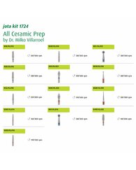 Набір борів Jota Dr. Milko Villarroel, для препарування під кераміку, FG, 12 інстр.