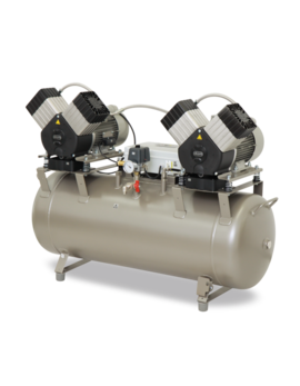Компресор DK50 2х2V/110/M, двохциліндровий компресор (2 агрегати), ресивер 110 л, з мембраним осушувачем, 215 л/хв/5 бар, для 3-4 установок, напруга 230В/50Hz