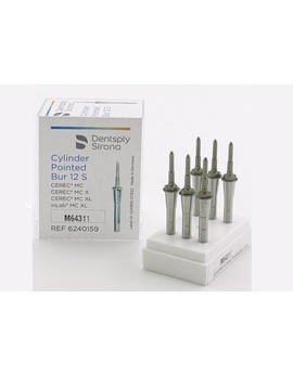 CEREC CYLINDER POINTED-BUR 12 S, циліндрична фреза, 6 шт., права сторона, для обробки силікатної кераміки, полімерів та інфільтраційної кераміки