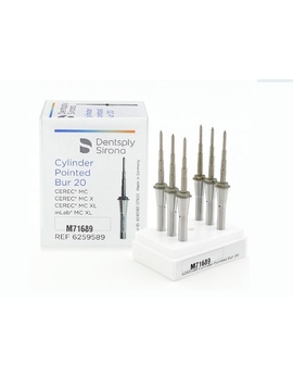 CEREC POINTED-BUR 20, 6шт, циліндрична фреза, права сторона для обробки CAD CAM блоків з кераміки, що синтеризуються
